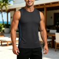 thumbnail image 2 of XFeng Men Round Neck Sleeveless Workout Tank Top, Side Split Quick Dry Athletic Muscle Tee, 2 of 4