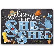 She Shed - Blue - Durable Metal Sign - Use Indoor/Outdoor - Great Gift and Woman Cave Decor Under $20 (8" x 12")