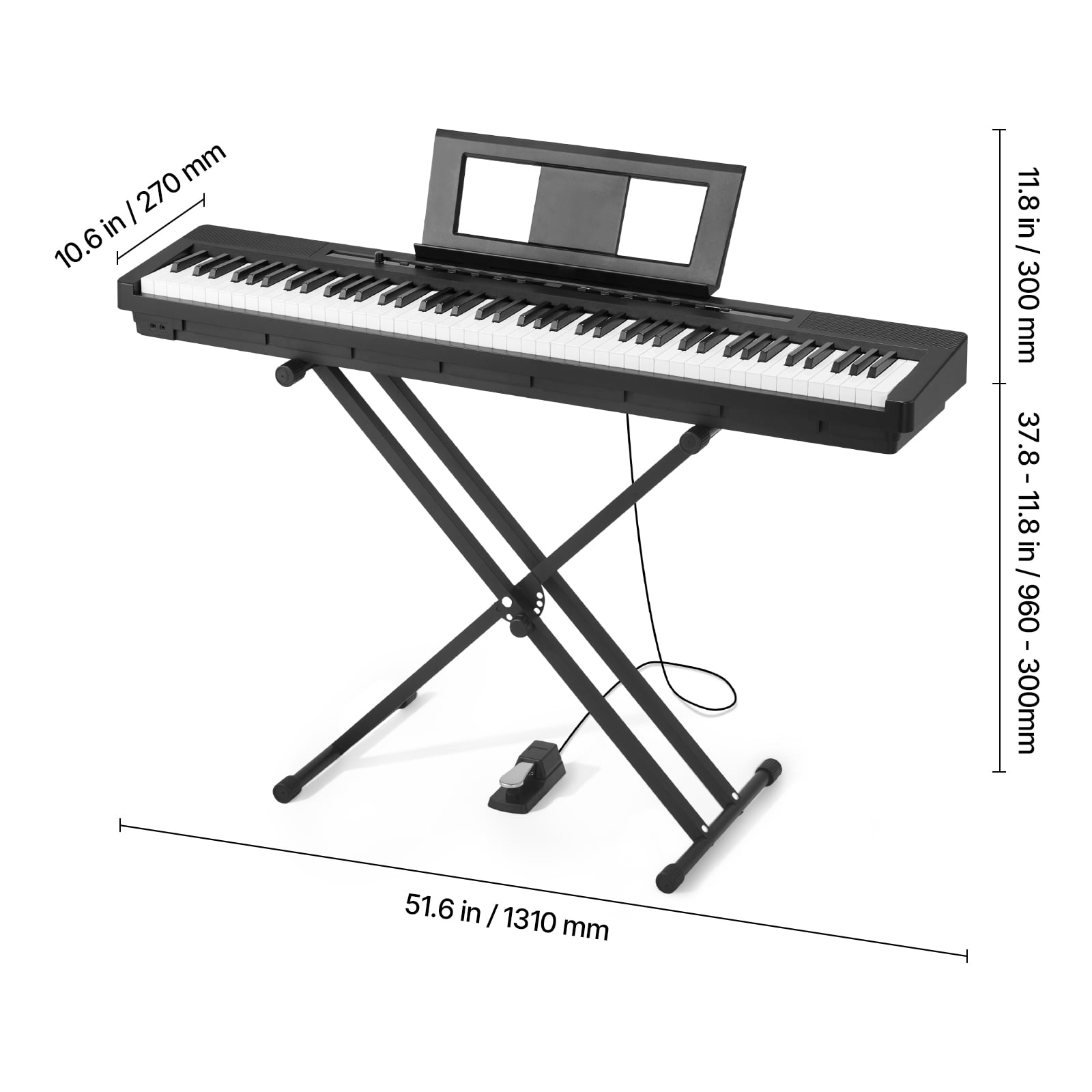 KFFKFF 88-Key Fully Weighted Digital Piano with Dual Keyboard, Built-in Speakers, X Stand, Sustain Pedal, Recording Capability, 280 Tones, Wireless Connectivity, Ideal for Beginners, Black