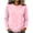 Pink, variant on AherBiu Long Sleeve Tops for Women Crewneck Casual Loose Cotton T-Shirt Basic Comfy Top Tees Solid Color