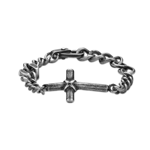 Metro Jewelry Antique Finish Stainless Steel Cross Bracelet