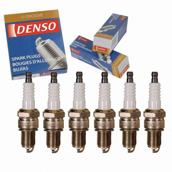 6 pc DENSO 6044 Standard U-Groove Spark Plugs for W9EXR-U Ignition Wire Secondary
