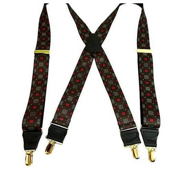 Hold-Ups Windows Too Pattern X-back 1 3/8" wide Susprnders with Patented No-slip Gold Clips