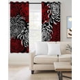 thumbnail image 3 of Red Grey Chrysanthemum Blackout Curtains for Bedroom, Farmhouse Botanical Floral Modern Room Darkening Window Drapes for Living Room, Thermal Insulated Grommet Curtains, 52x54 inch, 2 Panels, 3 of 9