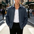 thumbnail image 2 of HOOMEUMY Men's Denim Shirts Casual Button Down Long Sleeve Shirt Solid Collar Fall Beach Shirts with Pocket, 2 of 9