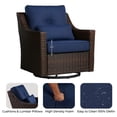 thumbnail image 6 of CHITA 5-Piece Outdoor Wicker Patio Furniture Set with Swivel Glider Chair, Outdoor Chestnut Wicker Chair and Ottoman with Cream Cushion,Blue, 6 of 17