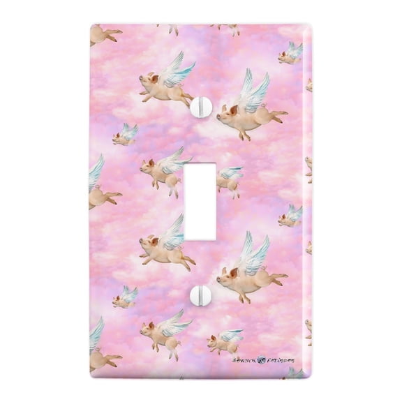 If Pigs Could Fly Pink Clouds Wings Plastic Wall Decor Toggle Light Switch Plate Cover