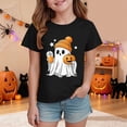 thumbnail image 2 of KPOPLK Girl Halloween T-Shirt Cute Ghost Pumpkin Shir Short Sleeve Crewneck Tee Top Kids Fal Clothes Size 3-4 Years,Black, 2 of 5