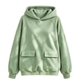 thumbnail image 3 of GobdXE Solid Girls Raglan Long Sleeve Hoodie Pullover Kids Dual Patch Pocket Hooded Sweatshirt Loose Casual Daily Fashion Top, 3 of 4