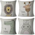 thumbnail image 1 of Housses de Coussin Animal de Dessin Animé Ensemble de 4 Housses de Coussin pour Enfants, 1 of 5