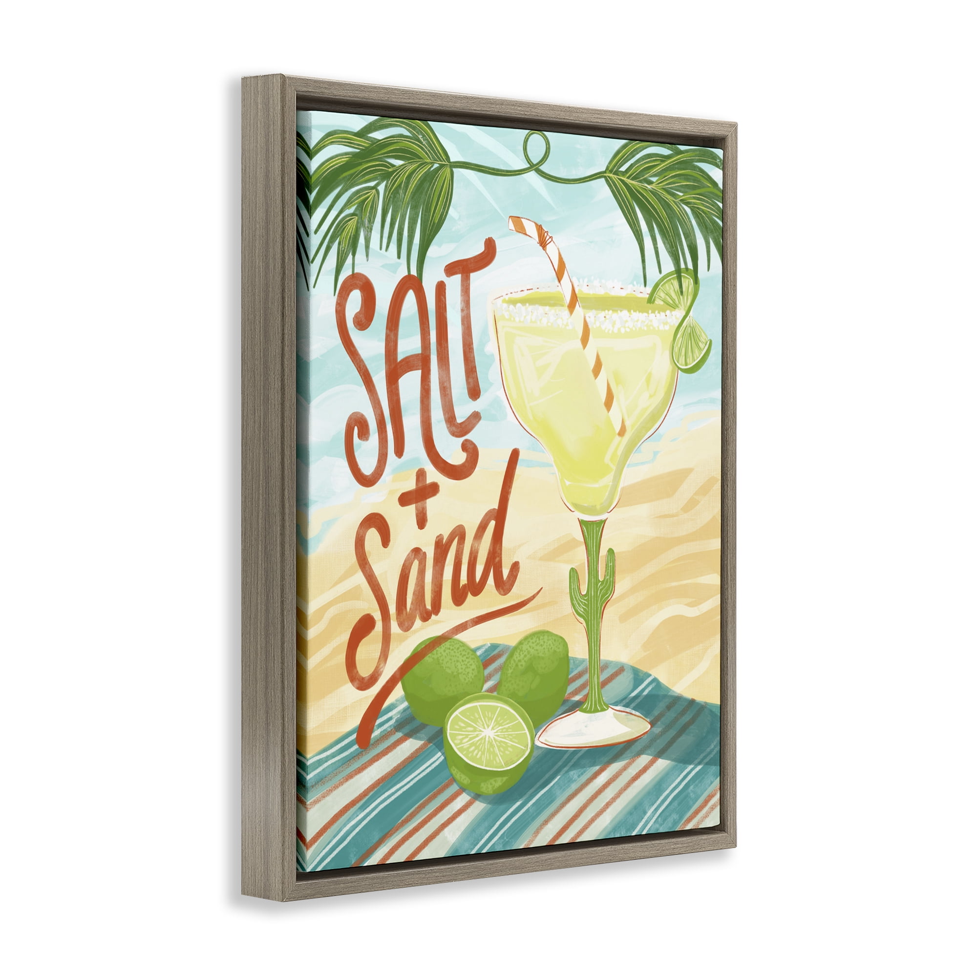 Stupell Industries Salt & Sand Margarita Brown Framed Floater Canvas Wall Art, design by Connie Summers