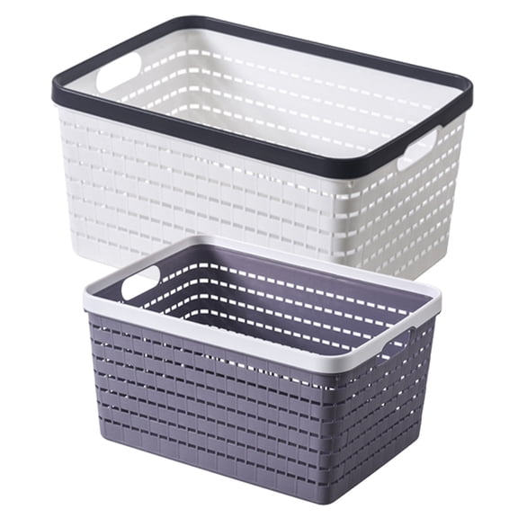 FOMIYES 2Pcs Sturdy Plastic Storage Baskets for Home Organization Kitchen Bathroom Dark Grey