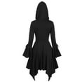 thumbnail image 4 of ICHUANYI Womens Fashion Hooded Jacket Lace Long Sleeve Button Up Hanky Hem Skirted Gothic Coat, 4 of 6