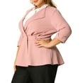 thumbnail image 5 of Agnes Orinda Women's Plus Size Blazers Notched Lapel Wear-to-Work Peplum Jacket Suit Blazer 4X Pink, 5 of 9