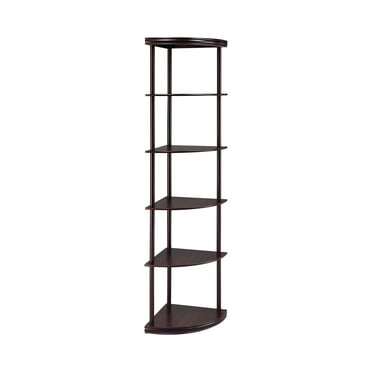 5-Shelf Corner Bookshelf in Cappuccino