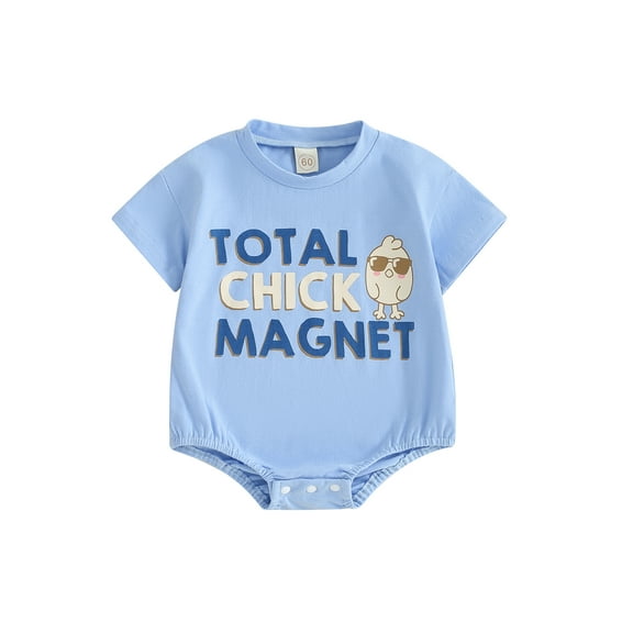 Baby Boy Summer Jumpsuit Casual Easter Letters Print Short Sleeve Romper for Newborn Infant Onesie