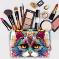 thumbnail image 3 of Cat Printed Design Waterproof PVC Cosmetic Travel Bag Makeup Pouch Small Leather Pouch Makeup Organizer Drawers Storage Lightweight Large Capacity for Ladies Girls Out and about, 3 of 6
