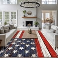 thumbnail image 4 of Independence Day Washable Area Rug 8 x 10 ft Abstract American Flag Wood Grain, Soft Non Slip Rugs Stain Repellent Indoor Felt Carpet for Living Dining Room Bedroom Home Office, 4 of 9