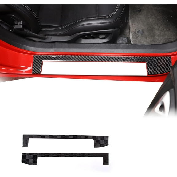 TINKI Soft Carbon Fiber Interior Door Sill Trim Stickers Cover Fits For Chevrolet Corvette C7 2014-2019 Car Door Sill Protector Scuff Plate Cover,Door Entry Guard Decorative