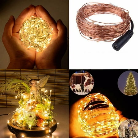Purple Led String Lights Outdoor 16.4Ft 50 LED 5M LED Chirstmas String Copper Wire Light String Fairy Lamp Indoor For Wedding Party Xmas Party Curtain Christmas Waterproof IP65 DC12V Home Decor Rope Light ()