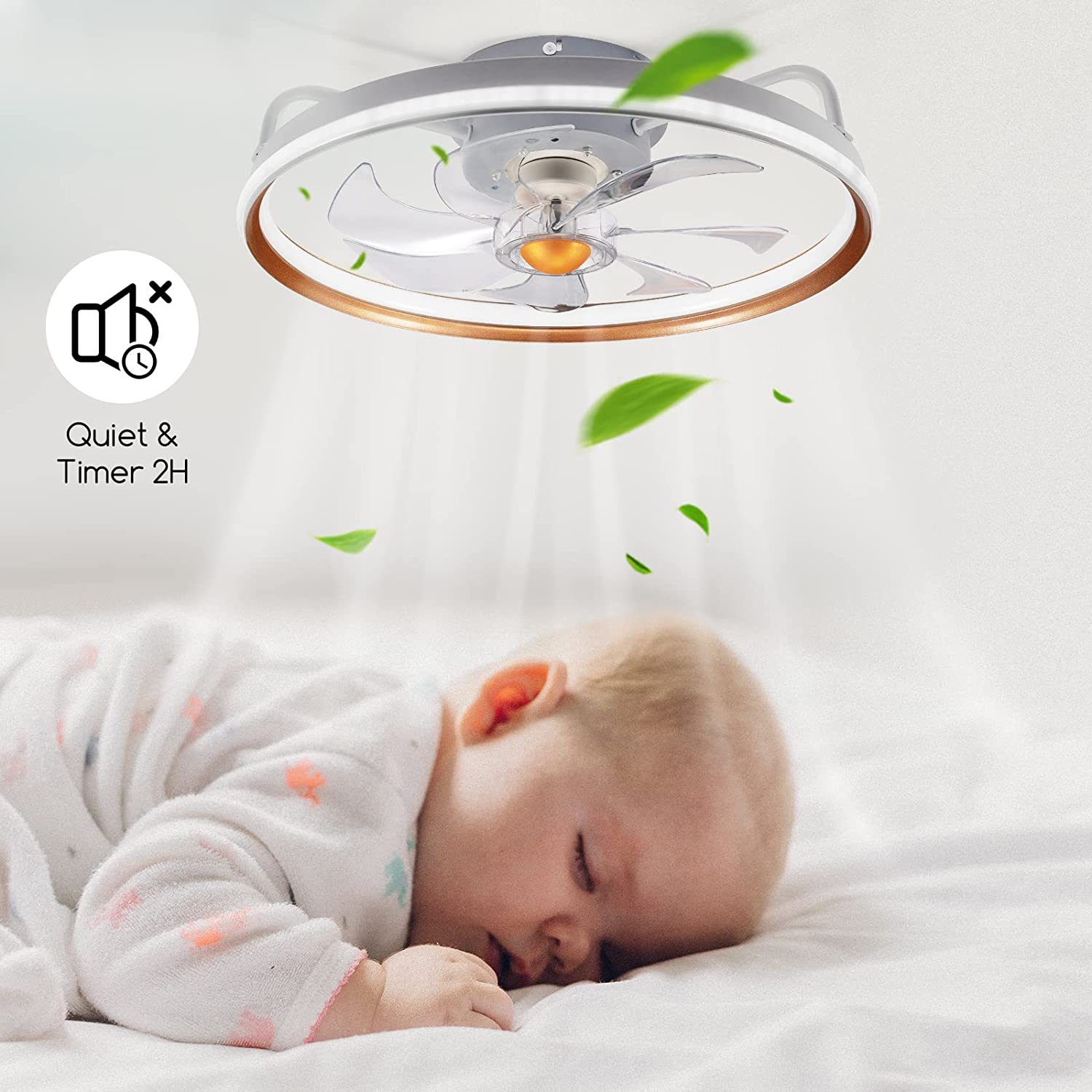 JahyShow Ceiling Fan Light with Remote Low Profile Enclosed Ceiling Fan 3 Light Color and 6 Speeds&Timer for Home Bedroom Living (GRAY) Sansujyuku sansujyuku.com