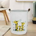 thumbnail image 2 of AUCHEN 19.7" Collapsible Laundry Basket, Foldable Cotton Linen Laundry Hamper for Baby Girl Boy, Large Capacity Basket with Handles Bag Dirty Clothes Toy Storage Basket Bin ( Round - 3 Giraffe ), 2 of 6