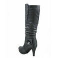 thumbnail image 4 of Top Moda Win-45 Women's Metallic Buckle Knee High Round Toe Studded Slouched Boots BLACK 10, 4 of 5
