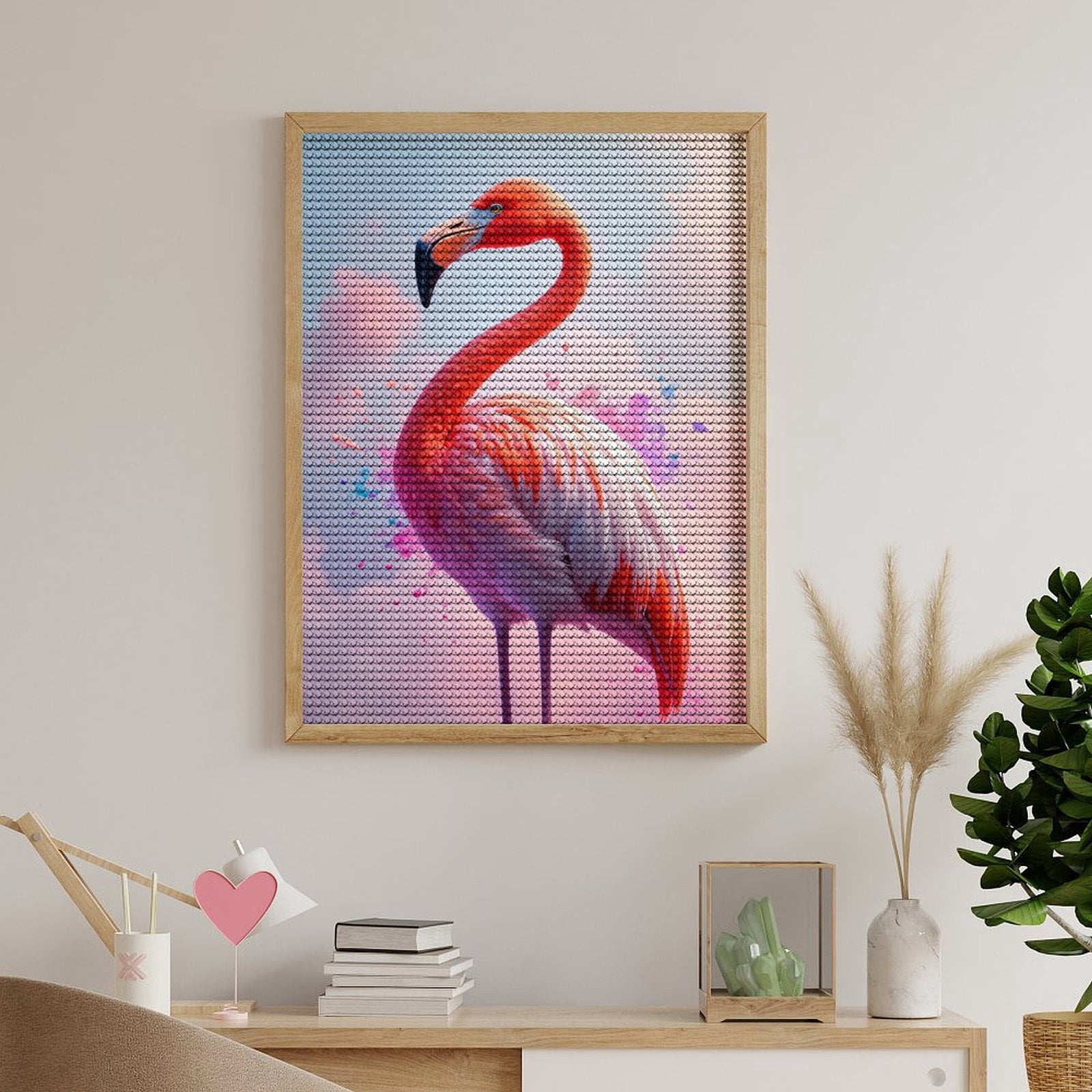 Diamond Art Kits for Adults, Pink Flamingo Colorful Sky 5D Diamond Painting Kits for Adults Beginners, DIY Full Drill Diamond Painting, Gem Art and Crafts 12x16