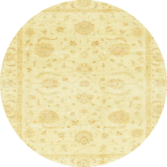 Ahgly Company Indoor Round Abstract Sun Yellow Oriental Area Rugs, 5' Round