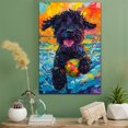 thumbnail image 2 of Black Russian Terrier Dog Playing Swimming Stretched Canvas Size 8x12 – Vintage Style Black Russian Terrier Dog Art for Swimming Fans, Great Gift for Dog Owners, 2 of 5