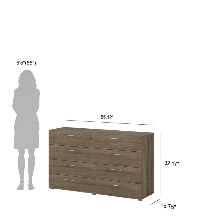 Loft Truffle Oak 8 Drawer Double Dresser, Solid Finish Bedroom