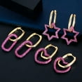 thumbnail image 5 of Elegant CZ Lucky Star Huggie Hoop Earrings for Women Brides 2 Tone Gold Jewelry, 5 of 9