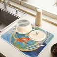 thumbnail image 2 of Yayeee Dish Drying Mat for Kitchen Counter 16" x 18" Microfiber Super Absorbent Coffee Decorative Pad, Art Goldfish, 2 of 9