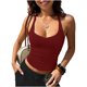 thumbnail image 1 of TaTaai Women's Casual Backless Tank Top Halter Neck Spaghetti Strap Crew Neck Solid Color Vest Soft Lightweight Spring Summer Daily Beach Wear Gift, 1 of 9