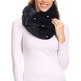 thumbnail image 1 of Sabby Long Thin Faux Fur Pearl Embellishment Warm Soft Infinity Scarf, 1 of 5