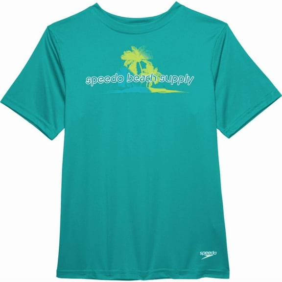 Speedo Big Boys Graphic Swim Shirt - UPF 50  Short Sleeve - Small