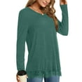 thumbnail image 3 of UVN Fall Tops for Women Long Sleeve Lace Trim V Neck Blouses Dressy Casual A Line Tunic Shirts, 3 of 8