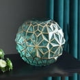 thumbnail image 3 of Contorno en jarrón de cristal dorado, bonito florero verde, floreros esféricos soplados a mano para estantería, mesa de cena, comedor, reunión, 3 of 5
