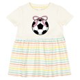 thumbnail image 3 of Inktastic Girls Soccer Ball Coquette Bow Girls Baby Dress, 3 of 5
