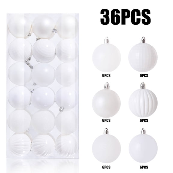 Mikilon 36ct Christmas Ball Ornaments Shatterproof Christmas Ornaments Set Decorations for Xmas Tree Balls 40mm/1.57" (1.57'', White)