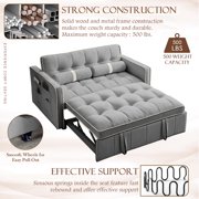 KINFFICT Futon Sofa Bed, Convertible Sleeper Sofa Bed with Pull Out Couch, Modern Velvet Loveseat Sleeper, Small Couch for Living Room, Gray
