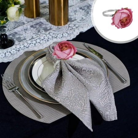 

YiBai Flower Napkin Rings For Rose Napkin Rings For Alloy Clasp Dinner Napkin Holders For Valentine s Day Wedding Dinner Party Party Table Decoration Pink -HN322