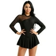 thumbnail image 4 of Sxiwei Women's Adult Double Layer Mesh Skirt Figure Skating Dress Ice Skating Dresses Black M, 4 of 7