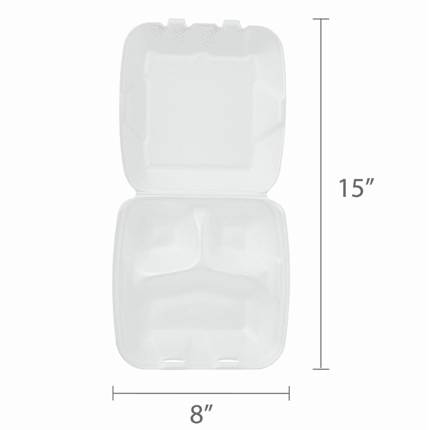 Great Value Foam 3-Compartment Hinged Lid Take-Out Containers, 12 Count