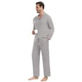 thumbnail image 6 of GIRUNS Men's Pajamas Set Soft Sleepwear Button Down Long Sleeve and Long Pants with Pocket Loungewear Sets Silver Gray M, 6 of 7