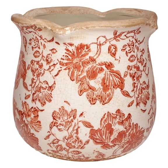 Ceramic Pots for Plants, Vintage Plant Pot with Drainage Hole, 6.11in. Planter for Indoor Plants, Crackle Glaze Finish Flower Pot, Perfect Tuscan Ceramic Planter for Gardening