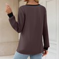 thumbnail image 4 of WTOBBY Women's Fashion Casual Top with V-Neck and Color Block Design, Long Sleeve Shirt Style for Stylish Outfits, Comfort Fit for Everyday Use, Great for Layering,Coffee S, 4 of 5
