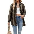 thumbnail image 3 of MOSHU Flannel Shirts for Women Casual Plaid Womens Tops Long Sleeve Button Down Shirts Curved Hem Blouses, 3 of 6