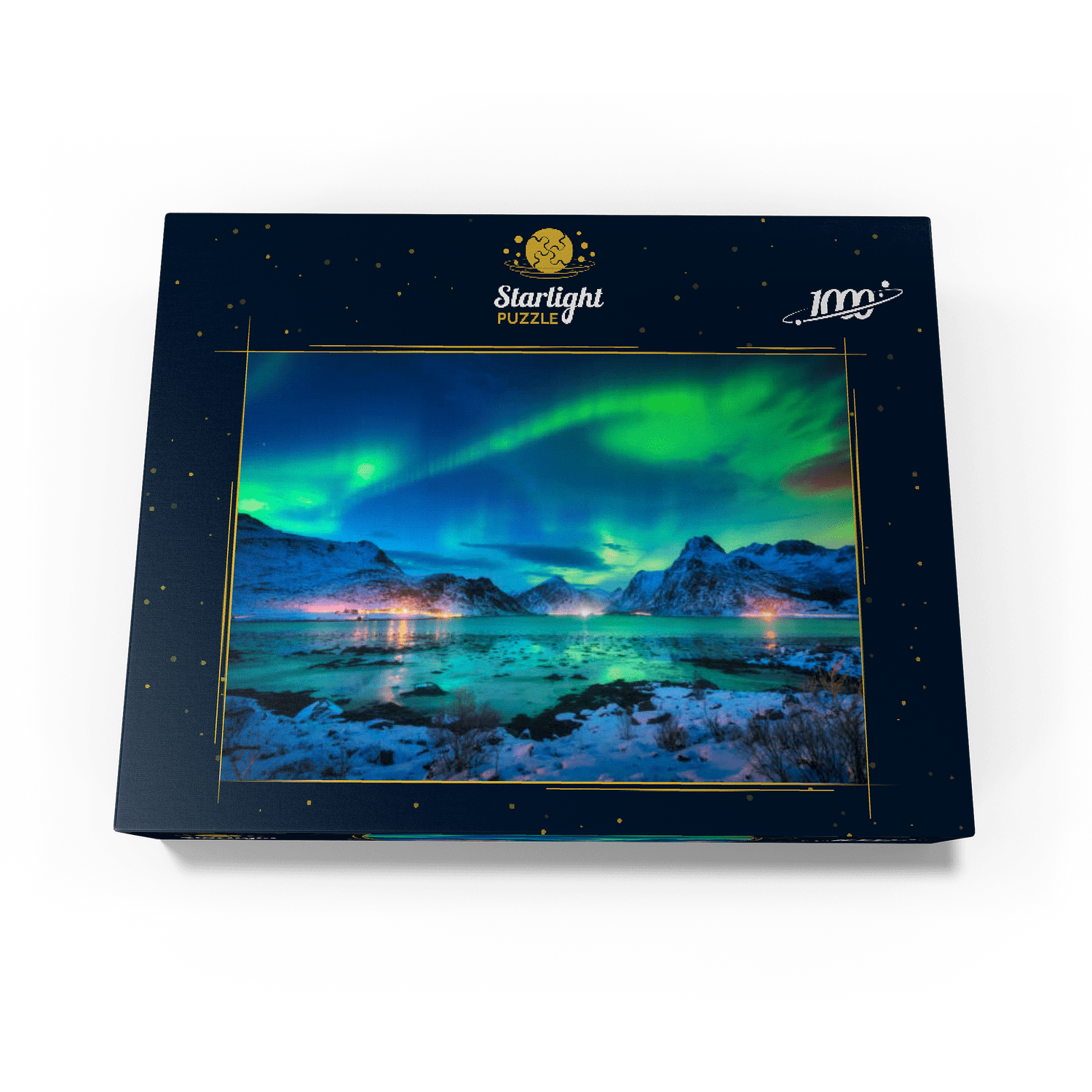 MyPuzzle - Aurora Borealis Over Sea Coast, Lights At Night. Northern Lights On Lofoten Islands, Norway - Premium 1000 Piece Jigsaw Puzzle for Adults
