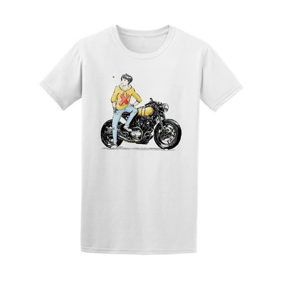 Posing With Motorcycle T-Shirt Men -Image by Shutterstock, Male x-Large